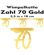 Wimpelkette zum 70. Geburtstag in Gold
