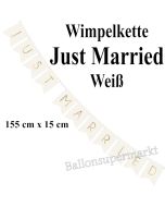 Wimpelkette Just Married, weiß