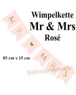 Wimpelkette Mr & Mrs, rosa