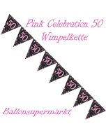 Wimpelkette Pink Celebration 50 zum 50. Geburtstag