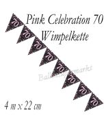 Wimpelkette Pink Celebration 70 zum 70. Geburtstag