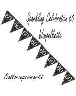 Wimpelkette Sparkling Celebration 60 zum 60. Geburtstag