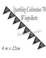 Wimpelkette Sparkling Celebration 70 zum 70. Geburtstag