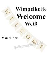 Wimpelkette Welcome, weiß