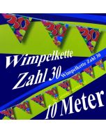 Wimpelkette Zahl 30, Dekoration zum 30. Geburtstag