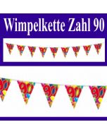 Wimpelkette Zahl 90