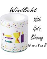 Windlicht With God´s Blessing zur Kommunion und Konfirmation