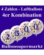 Zahlen-Luftballon aus Folie, 4 Zahlen Kombination, zu Geburtstag und Jubiläum