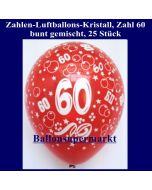 Zahlen-Luftballons, Zahl 60, 25 Stück