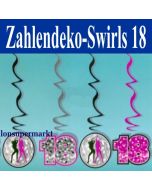 Zahlenwirbler, Swirls, Zahlendekoration zum 18. Geburtstag