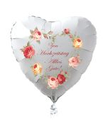 Zum Hochzeitstag Alles Gute! Weißer Herzluftballon aus Folie, 45 cm, ohne Helium