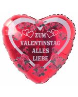 Zum Valentinstag Alles Liebe, roter Herz-Luftballon aus Folie mit Helium Ballongas, Liebesgrüße, Ballongrüße