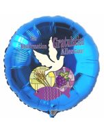 Zur Konfirmation Gratulation  Alles Gute!, Luftballon in Blau aus Folie mit Helium