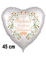 Zur Hochzeit herzlichen Glückwunsch! Herzballon zur Hochzeit, Folienballon inklusive Helium