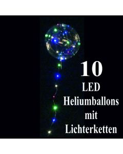 10 LED Heliumballons mit Lichterketten