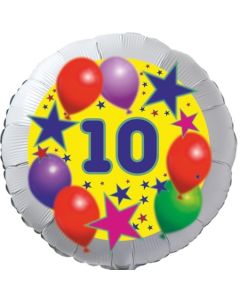 Sterne und Ballons 10, Luftballon aus Folie zum 10. Geburtstag, ohne Ballongas