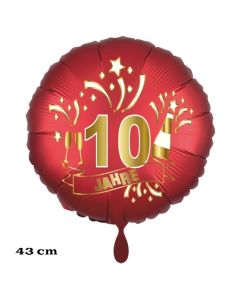 Luftballon aus Folie zum 10. Jahrestag und Jubiläum, 43 cm, rot,  inklusive Helium