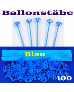 Ballonstäbe Blau, 100 Stück, Halter für Luftballons 2-teilig