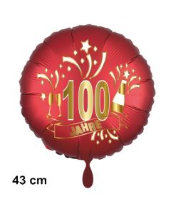 Luftballon aus Folie zum 100. Jahrestag und Jubiläum, 43 cm, rot,  inklusive Helium