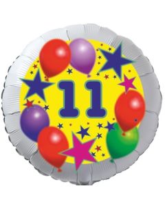 Sterne und Ballons 11, Luftballon aus Folie zum 11. Geburtstag, ohne Ballongas