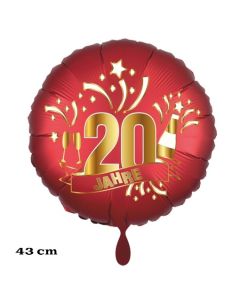Luftballon aus Folie zum 20. Jahrestag und Jubiläum, 43 cm, rot,  inklusive Helium