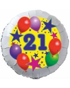 Sterne und Ballons 21, Luftballon aus Folie zum 21. Geburtstag, ohne Ballongas