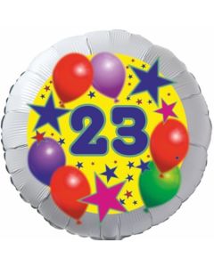 Sterne und Ballons 23, Luftballon aus Folie zum 23. Geburtstag, ohne Ballongas