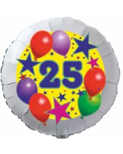Sterne und Ballons 25, Luftballon aus Folie zum 25. Geburtstag, ohne Ballongas