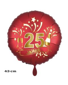 Luftballon aus Folie zum 25. Jahrestag und Jubiläum, 43 cm, rot,  inklusive Helium