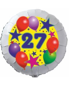 Sterne und Ballons 27, Luftballon aus Folie zum 27. Geburtstag, ohne Ballongas