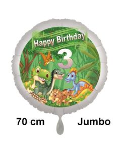 Dinosaurier Luftballon Zahl 3 zum 3. Geburtstag, 70 cm
