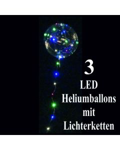 3 LED Heliumballons mit Lichterketten