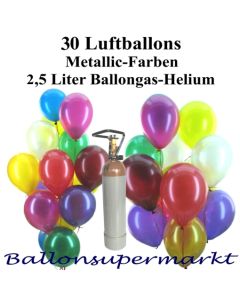 Set-Ballons-Helium-30-Luftballons-Metallicfarben-2.5-Liter-Helium-Ballongas