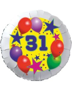 Sterne und Ballons 31, Luftballon aus Folie zum 31. Geburtstag, ohne Ballongas