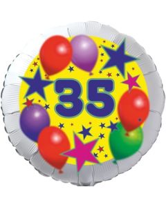 Sterne und Ballons 35, Luftballon aus Folie zum 35. Geburtstag, ohne Ballongas
