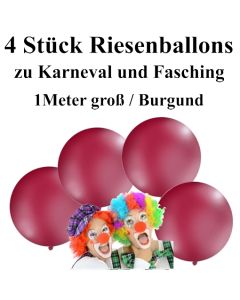 4 Riesenballons zu Karneval und Fasching, 1 Meter groß, Burgund