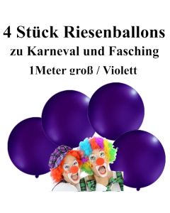 4 Riesenballons zu Karneval und Fasching, 1 Meter groß, Violett