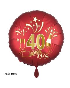 Luftballon aus Folie zum 40. Jahrestag und Jubiläum, 43 cm, rot,  inklusive Helium