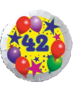 Sterne und Ballons 42, Luftballon aus Folie zum 42. Geburtstag, ohne Ballongas