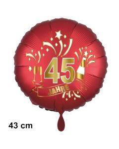 Luftballon aus Folie zum 45. Jahrestag und Jubiläum, 43 cm, rot,  inklusive Helium