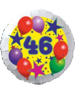 Sterne und Ballons 46, Luftballon aus Folie zum 46. Geburtstag, ohne Ballongas