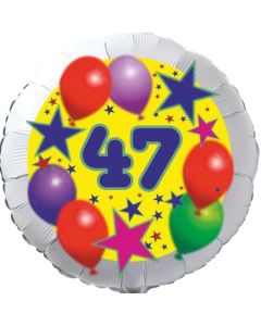 Sterne und Ballons 47, Luftballon aus Folie zum 47. Geburtstag, ohne Ballongas