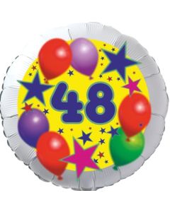 Sterne und Ballons 48, Luftballon aus Folie zum 48. Geburtstag, ohne Ballongas