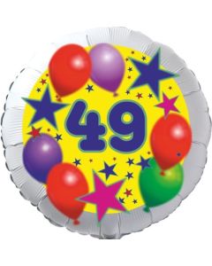 Sterne und Ballons 49, Luftballon aus Folie zum 49. Geburtstag, ohne Ballongas