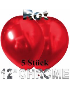 Luftballons in Chrome Rot 30 cm, 5 Stück