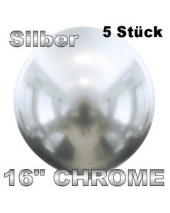 Luftballons in Chrome Silber 40 cm, 5 Stück