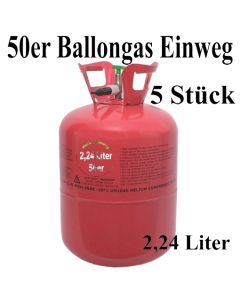 Helium Einweg, 2,2 Liter Tank, 5 Stück