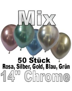 Luftballons in Chrome mixed 35 cm, 50 Stück