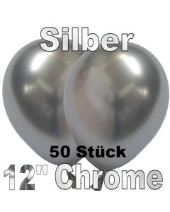 Luftballons in Chrome Silber 30 cm, 50 Stück