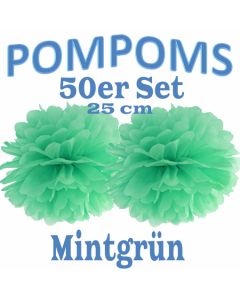Pompoms Mintgrün, 25 Stück, 50 Stück